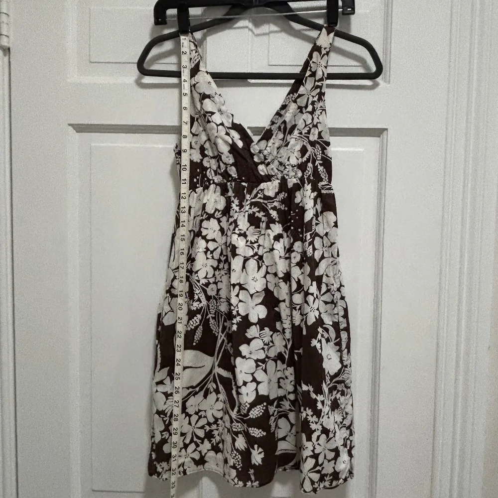 Old Navy Brown and White Floral Dress XS Coverup Beachy Summer Lightweight - Picture 4 of 7